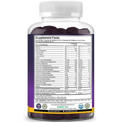 NuBest Tall Gummies for Kids Age 2+ & Teens | Bone Strength, Immunity, Digestive Health with Calcium, Vitamin D3, K2, B Complex, Magnesium, Zinc - Maple Wellness Supplements
