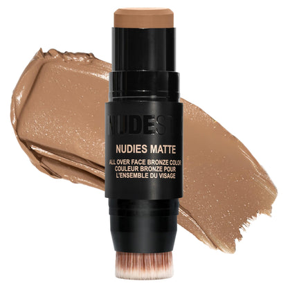 Nudestix Nudies Bronze All Over Matte Bronzing Stick – 3-in-1 Cream Bronzer for Cheeks, Eyes & Lips with Built-In Brush | Natural Contour & Sun-Kissed Glow | Bondi Bae - Maple Wellness Supplements