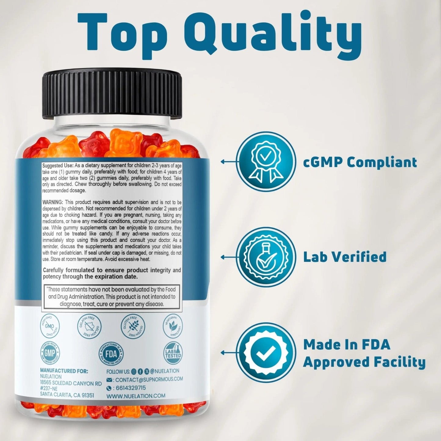 NUELATION Kids Multivitamin Gummies, 30-60 Day Supply with 14 Essential Kids Vitamins & Minerals. Toddler Vitamins for Overall Wellness. Non-GMO, Gelatin-Free, Gluten-Free, Vegetarian Children Vitamin - Maple Wellness Supplements