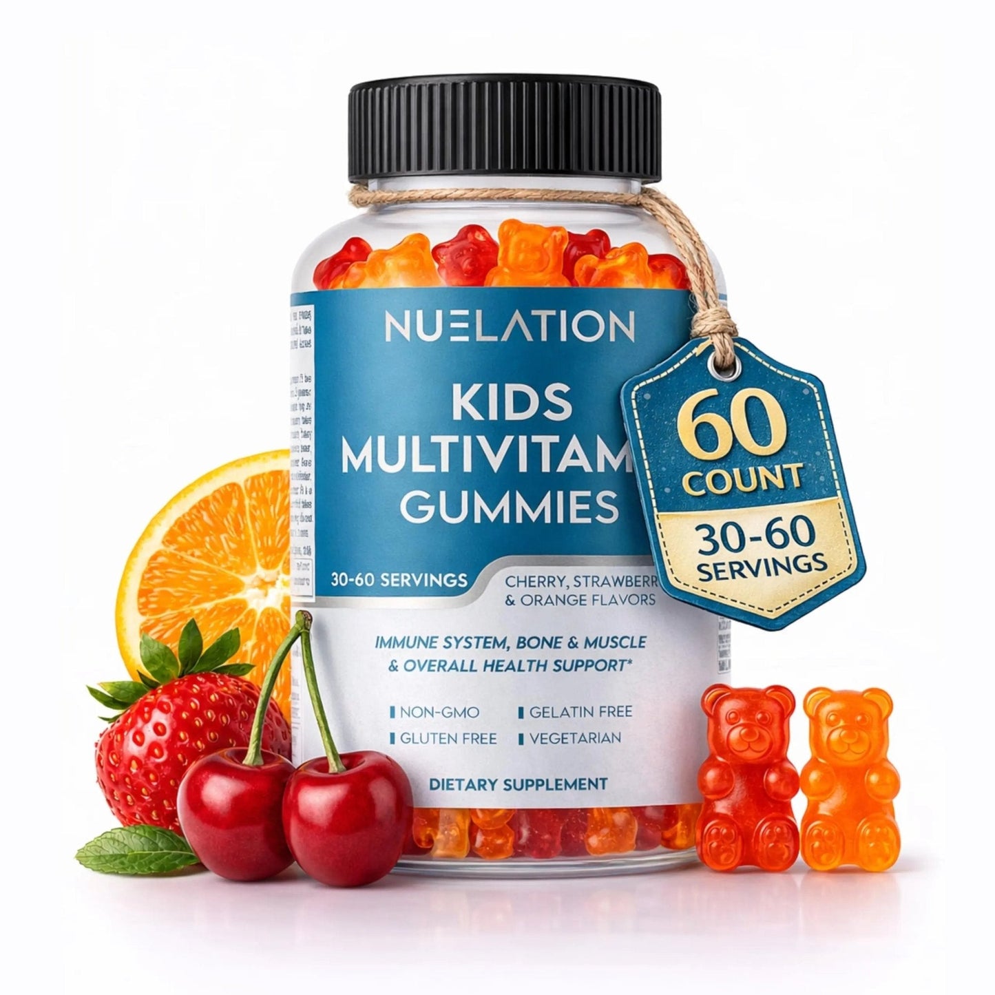 NUELATION Kids Multivitamin Gummies, 30-60 Day Supply with 14 Essential Kids Vitamins & Minerals. Toddler Vitamins for Overall Wellness. Non-GMO, Gelatin-Free, Gluten-Free, Vegetarian Children Vitamin - Maple Wellness Supplements