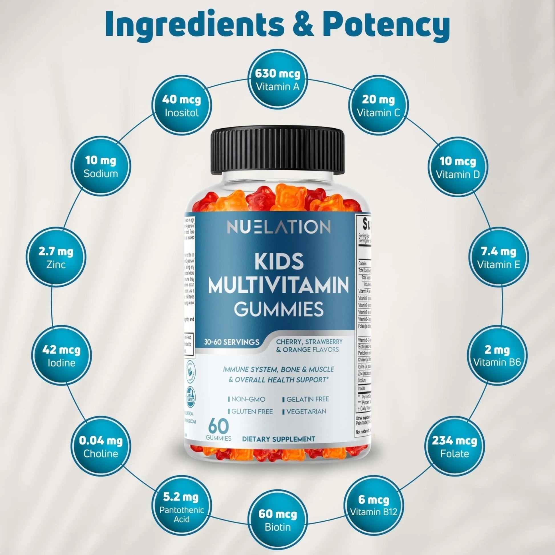 NUELATION Kids Multivitamin Gummies, 30-60 Day Supply with 14 Essential Kids Vitamins & Minerals. Toddler Vitamins for Overall Wellness. Non-GMO, Gelatin-Free, Gluten-Free, Vegetarian Children Vitamin - Maple Wellness Supplements
