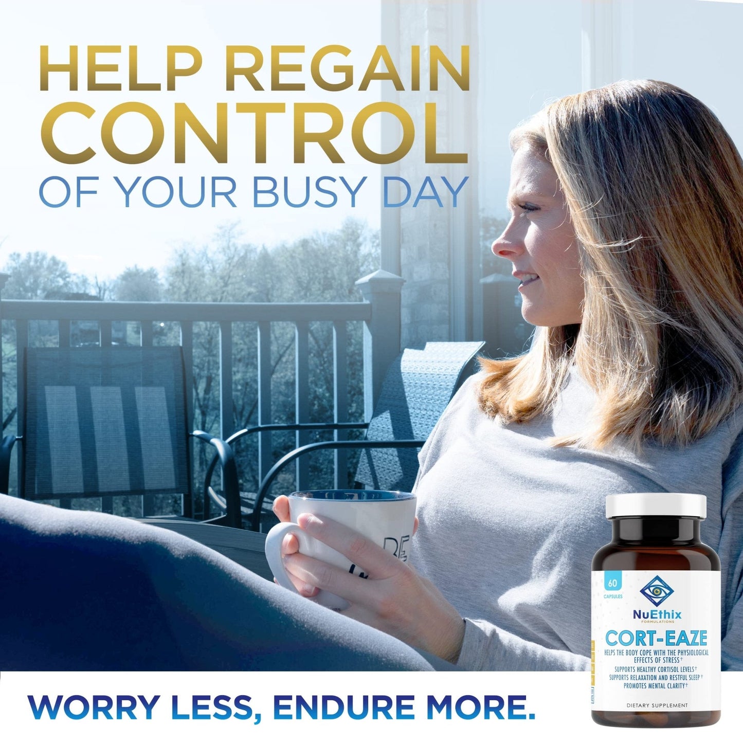 NuEthix Formulations Relaxation Supplement Bundle: Cort-Eaze Cortisol-Control Supplement, 60 Capsules, 30 Servings and Relax Liposomal, 2 Fluid Ounces, 30 Servings - Maple Wellness Supplements