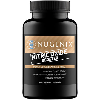 Nugenix Nitric Oxide Booster Supplement - Nitric Oxide Flow, L-Arginine, L-Citrulline, Pine Bark Extract - Vasodilator - 100 Capsules - Maple Wellness Supplements