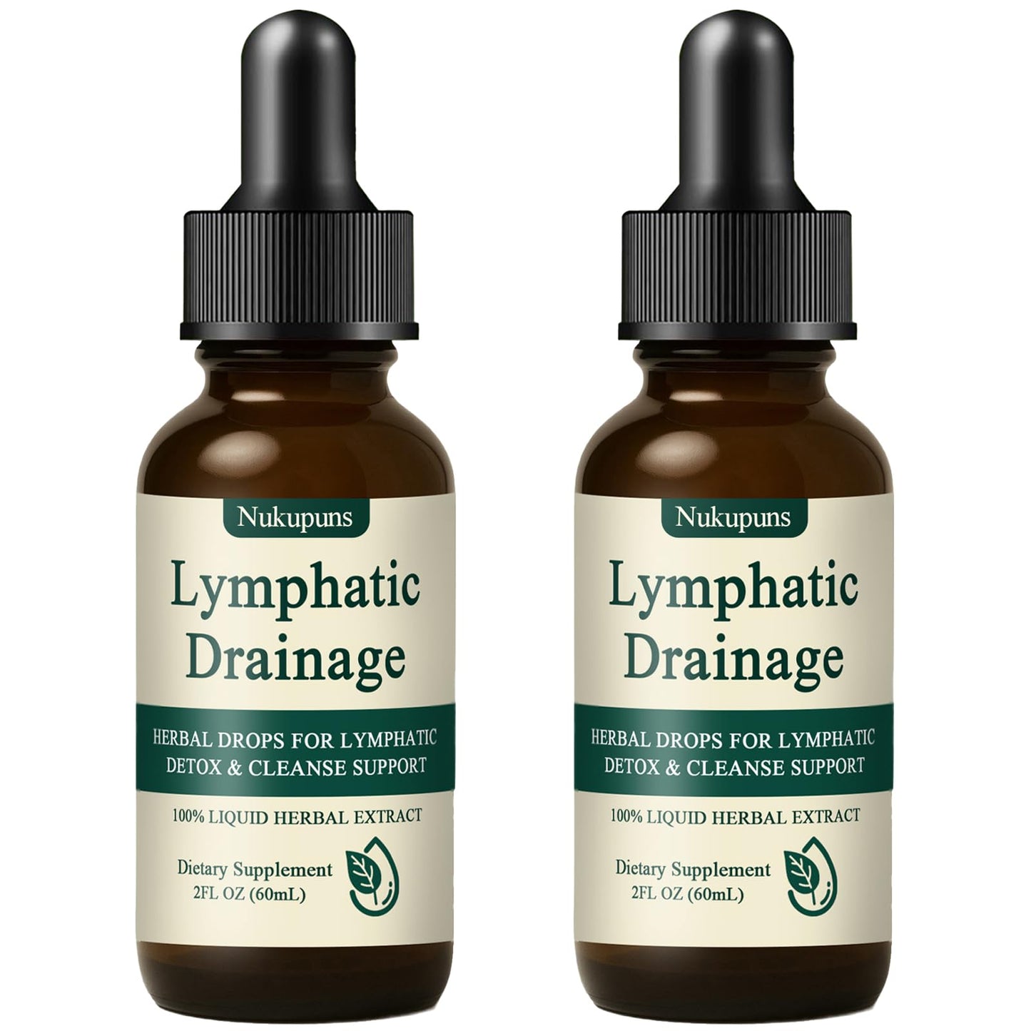 Nukupuns Lymphatic Drainage Drops, Lymphatic Drainage Supplements, Herbal Blend-Lymph System Support, Lymphatic Drainage, Vegan & Non-GMO (2pcs) - Maple Wellness Supplements