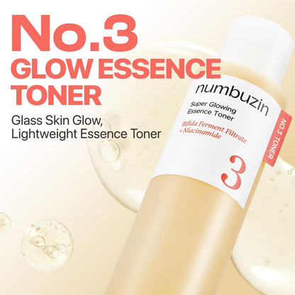 numbuzin No.3 Super Glowing Essence Toner, Fermented Toner for Skin Glow & Texture, Bifida, Niacinamide, Hydrating - Maple Wellness Supplements