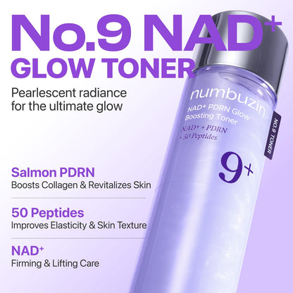 numbuzin No.9 NAD+ Salmon PDRN Glow Boosting Toner, Hydrating & Firming Toner for Wrinkles, Fine Lines & Dull Skin - Maple Wellness Supplements