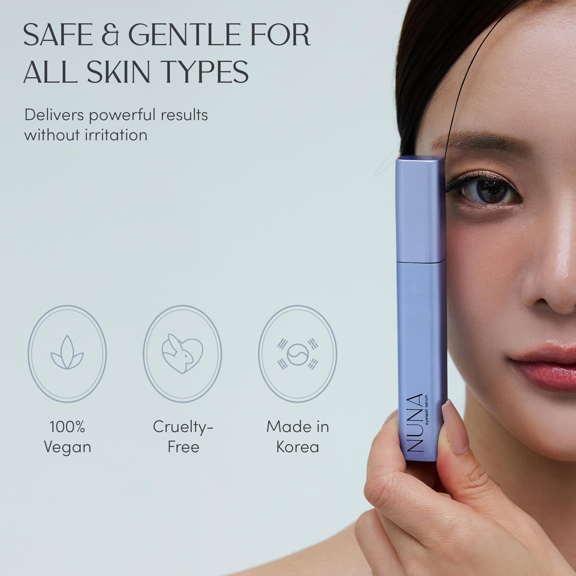 NUNA Eyelash Growth Support Serum 6ml – Eye Lash and Eyebrow Enhancing Serum for Women & Men with Biotin - Korean Multi Peptide & Natural Extracts - Maple Wellness Supplements