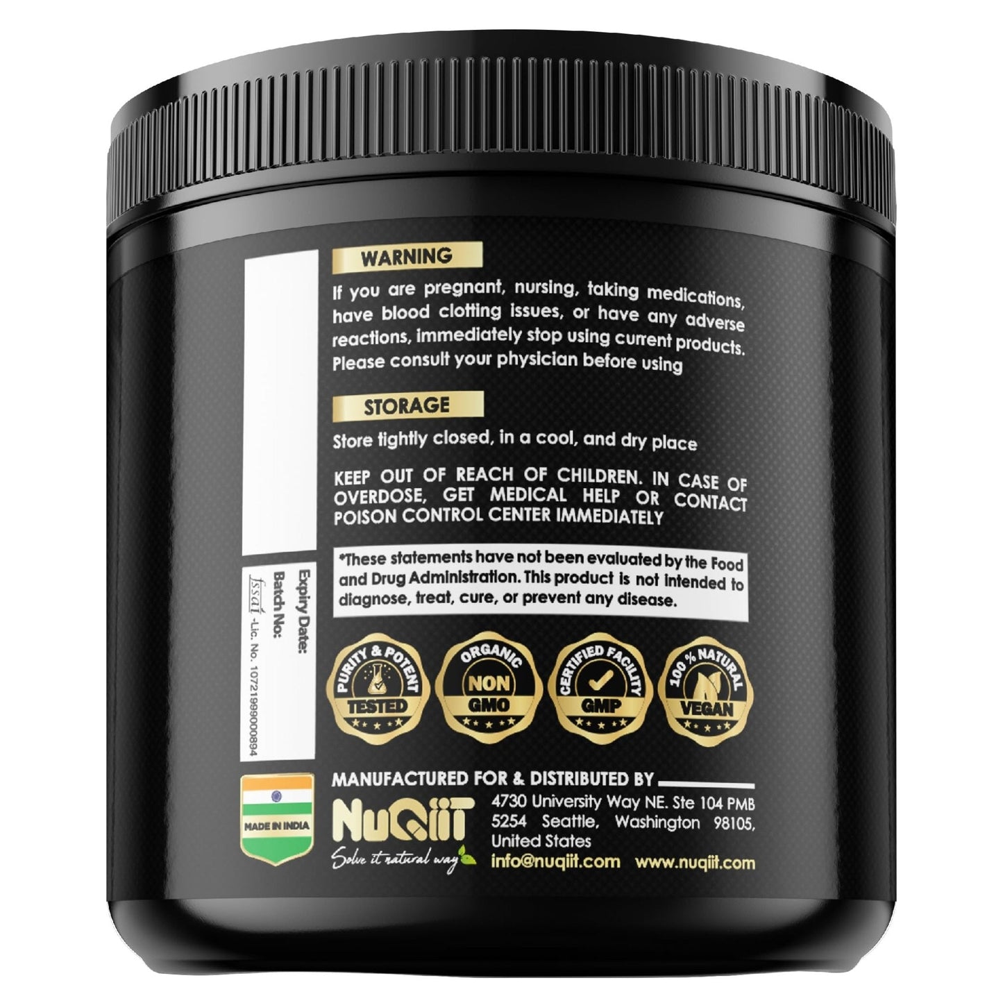 NUQIIT Organic Ashwangdha Capsules 15000mg Irish Sea Moss Apple Cider Vinegar & More - Support Brain Health, Strength & Immune System - 120 Vegan Capsules - Maple Wellness Supplements