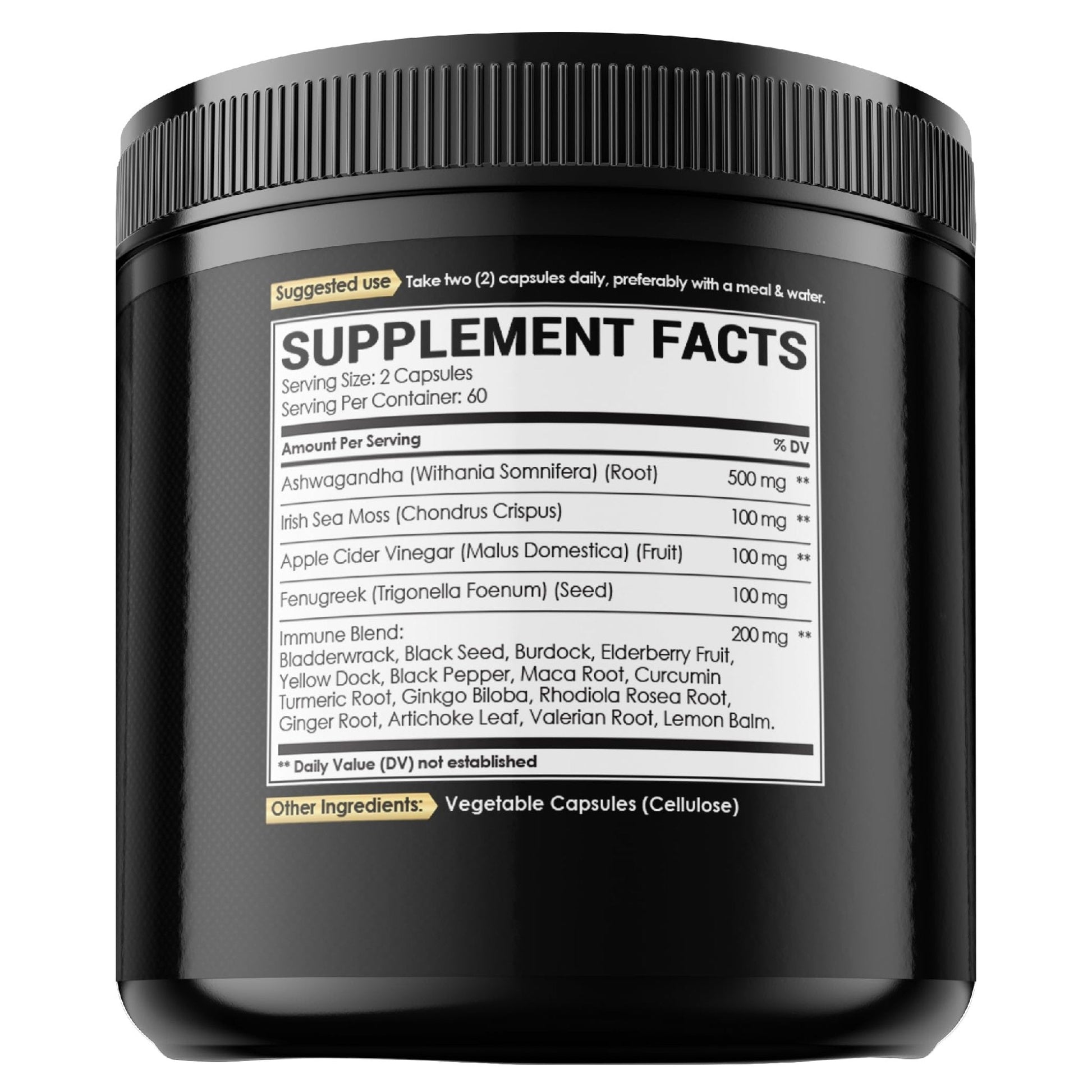 NUQIIT Organic Ashwangdha Capsules 15000mg Irish Sea Moss Apple Cider Vinegar & More - Support Brain Health, Strength & Immune System - 120 Vegan Capsules - Maple Wellness Supplements