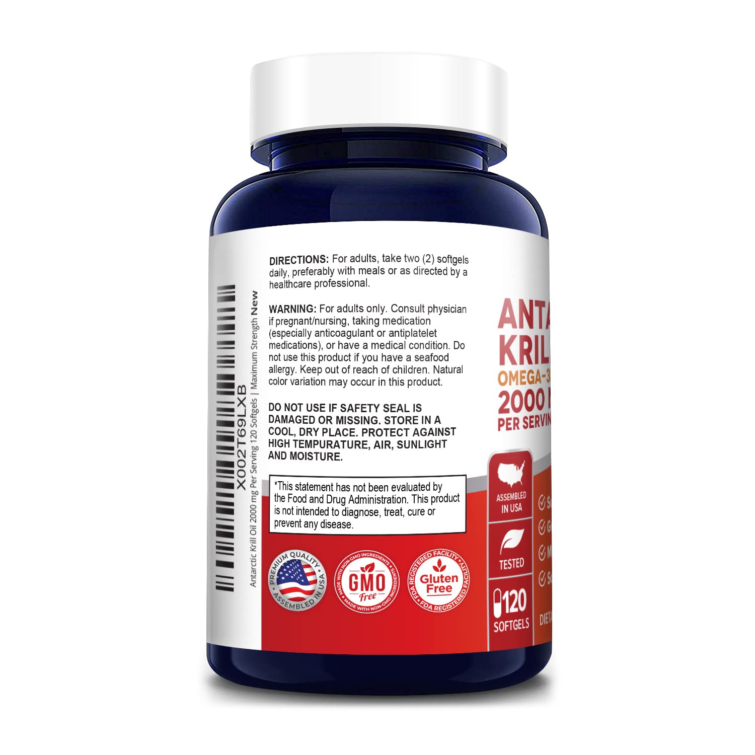 NusaPure Antarctic Krill Oil 2000 mg 120 Softgels, Omega-3 EPA 360mg, DHA 240mg - Maple Wellness Supplements