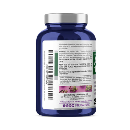 NusaPure Artichoke 20:1 Extract, 600 mg Equivalent to 12,000mg 200 Veggie caps (Non-GMO, Gluten Free) - Maple Wellness Supplements