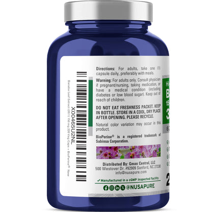 NusaPure Banaba Leaf 20:1 Extract, 150 mg Equivalent to 3,000mg Veg Caps, 220 Days Supply (Non-GMO & Vegan) 2% Corosolic Acid - Maple Wellness Supplements