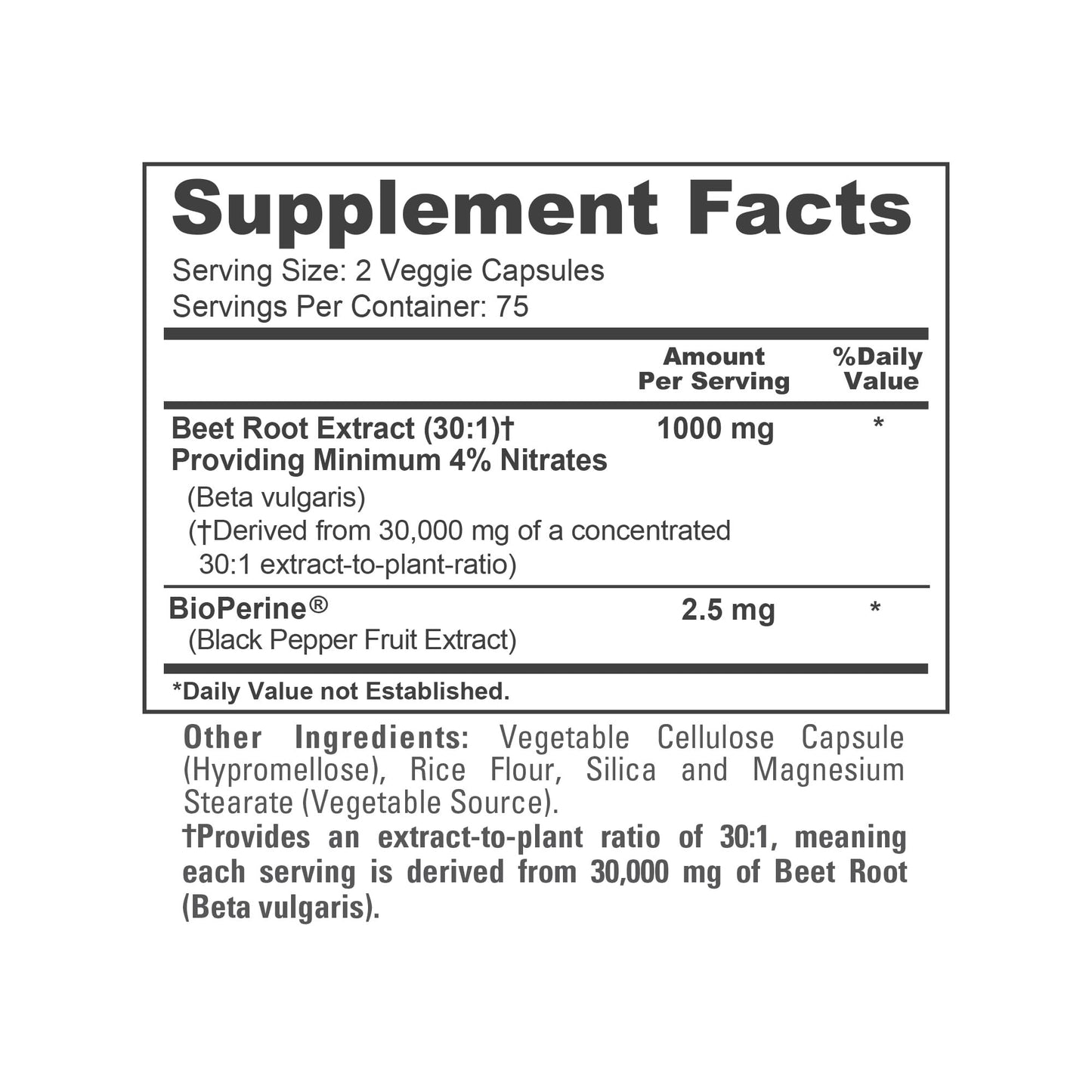 NusaPure Beet Root 30:1 Extract, 1000 mg Equivalent to 30,000 mg 150 Veggie caps (Vegan, Non-GMO & Vegan 4% Nitrates) Bioperine - Maple Wellness Supplements