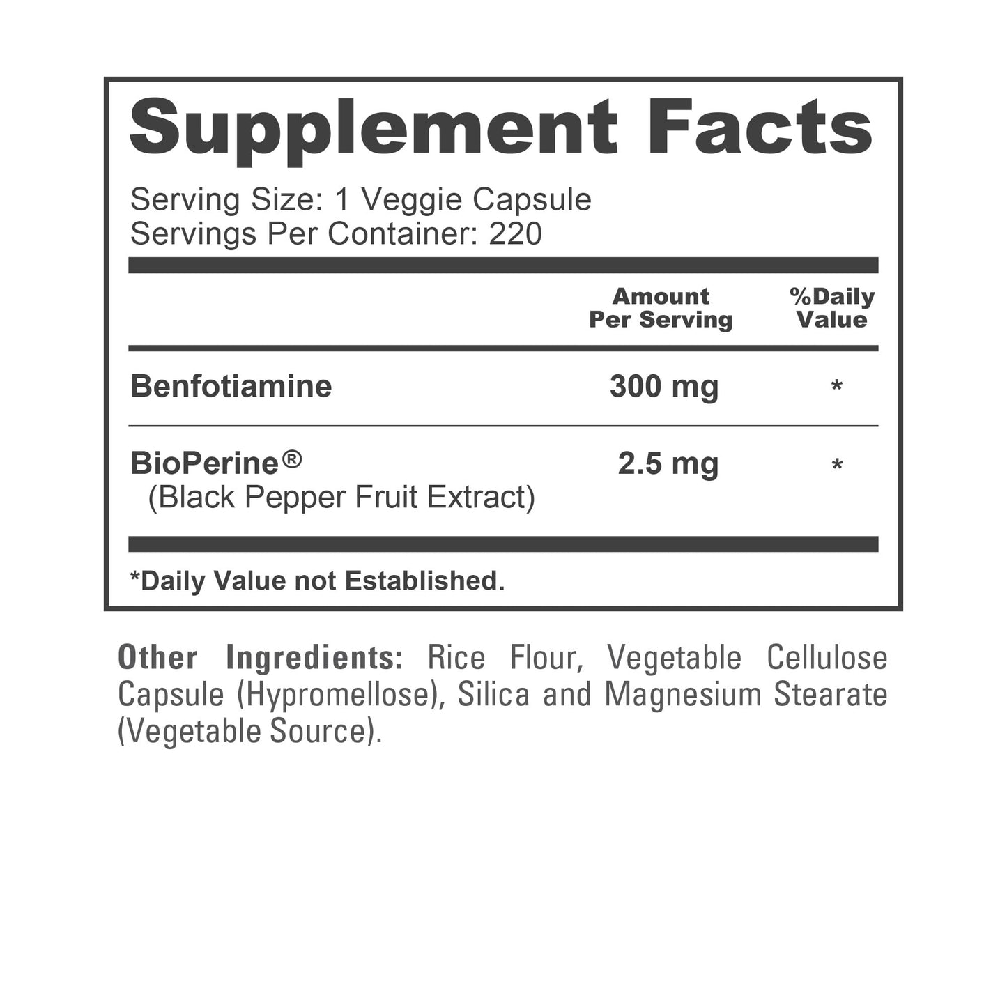 NusaPure Benfotiamine 300mg Per Veggie Caps 220 Count (Non-GMO, Vegan) Bioperine - Maple Wellness Supplements