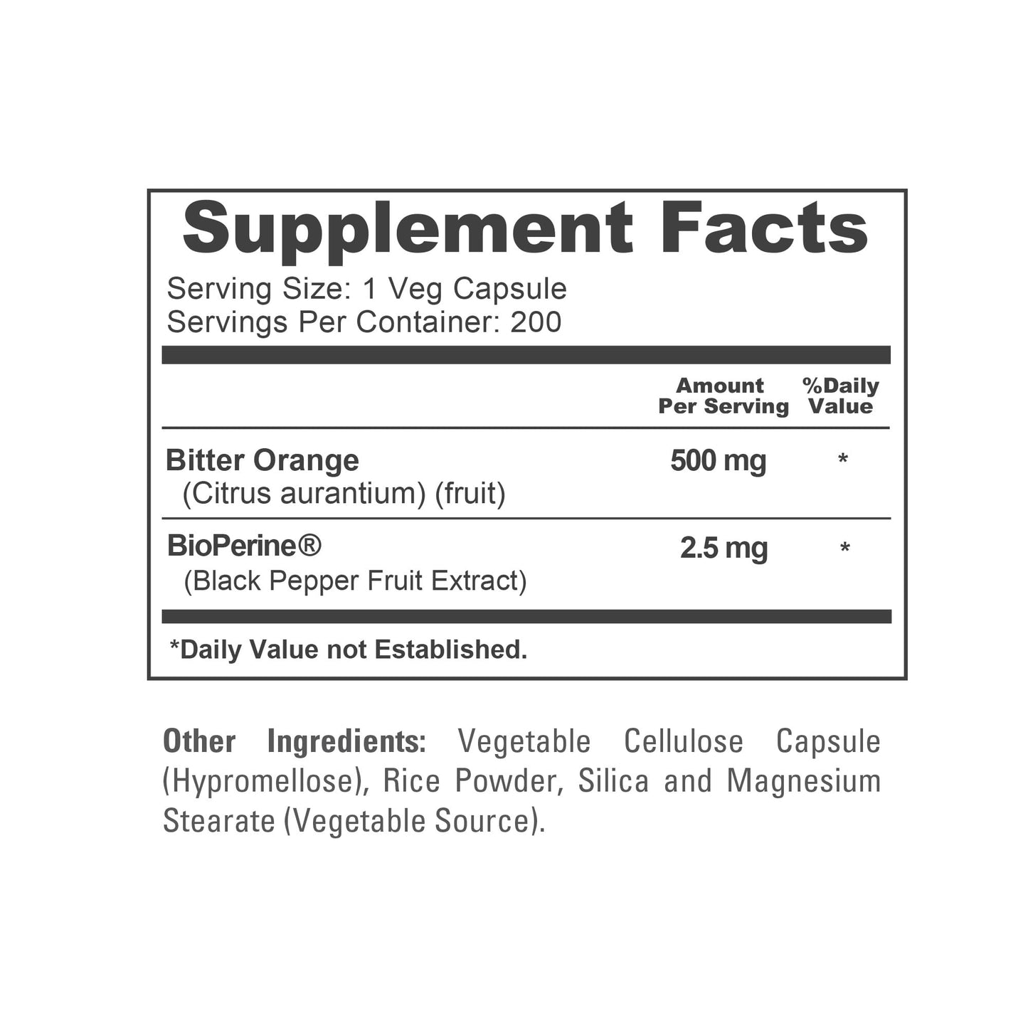 NusaPure Bitter Orange - Suitable for Vegetarian/Vegan, Non - GMO - 500mg 200 Capsules - Maple Wellness Supplements