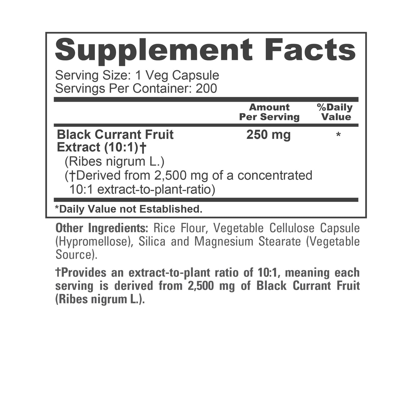 NusaPure Black Currant 10:1 Extract, 250 mg Equivalent to 2,500mg, per Veg Caps 200 Vegan, Non-GMO - Maple Wellness Supplements