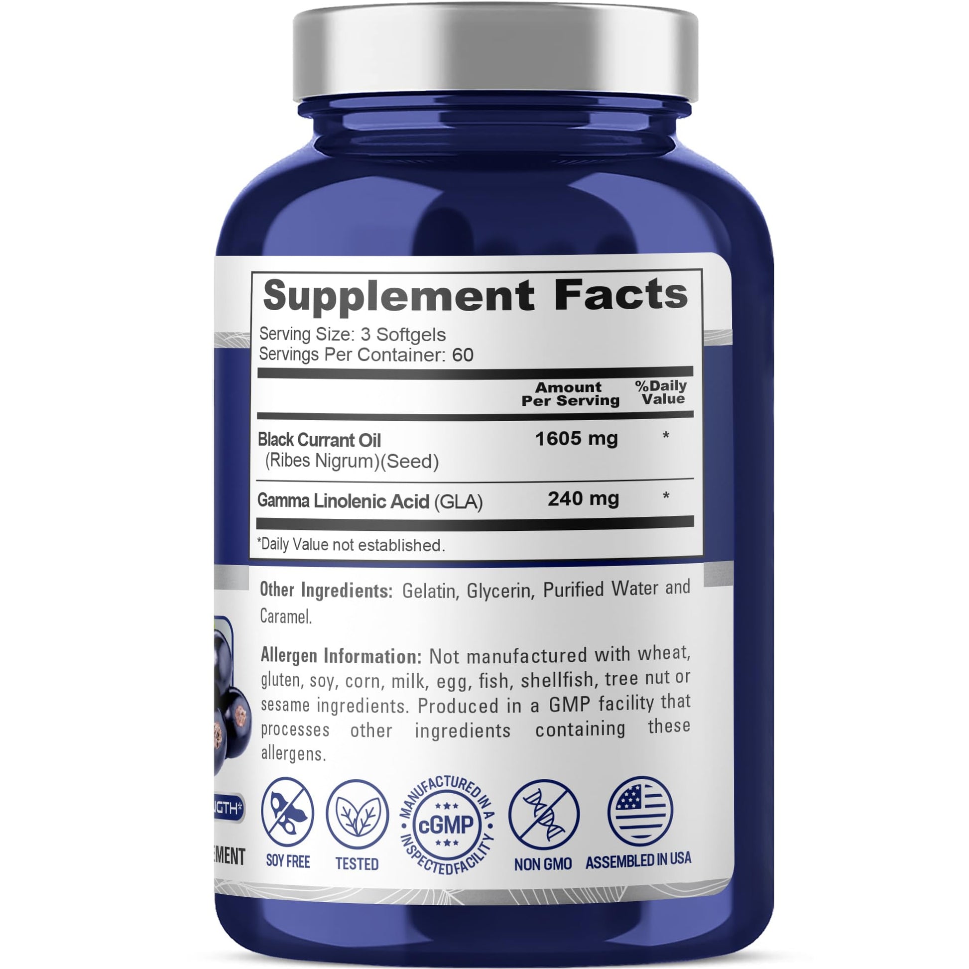 NusaPure Black Currant Seed Oil 1605 mg Gamma Linoleic Acid (GLA) 15% 180 Softgels (Non-GMO, Soyfree) - Maple Wellness Supplements