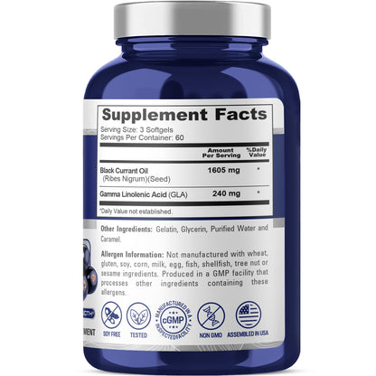NusaPure Black Currant Seed Oil 1605 mg Gamma Linoleic Acid (GLA) 15% 180 Softgels (Non-GMO, Soyfree) - Maple Wellness Supplements