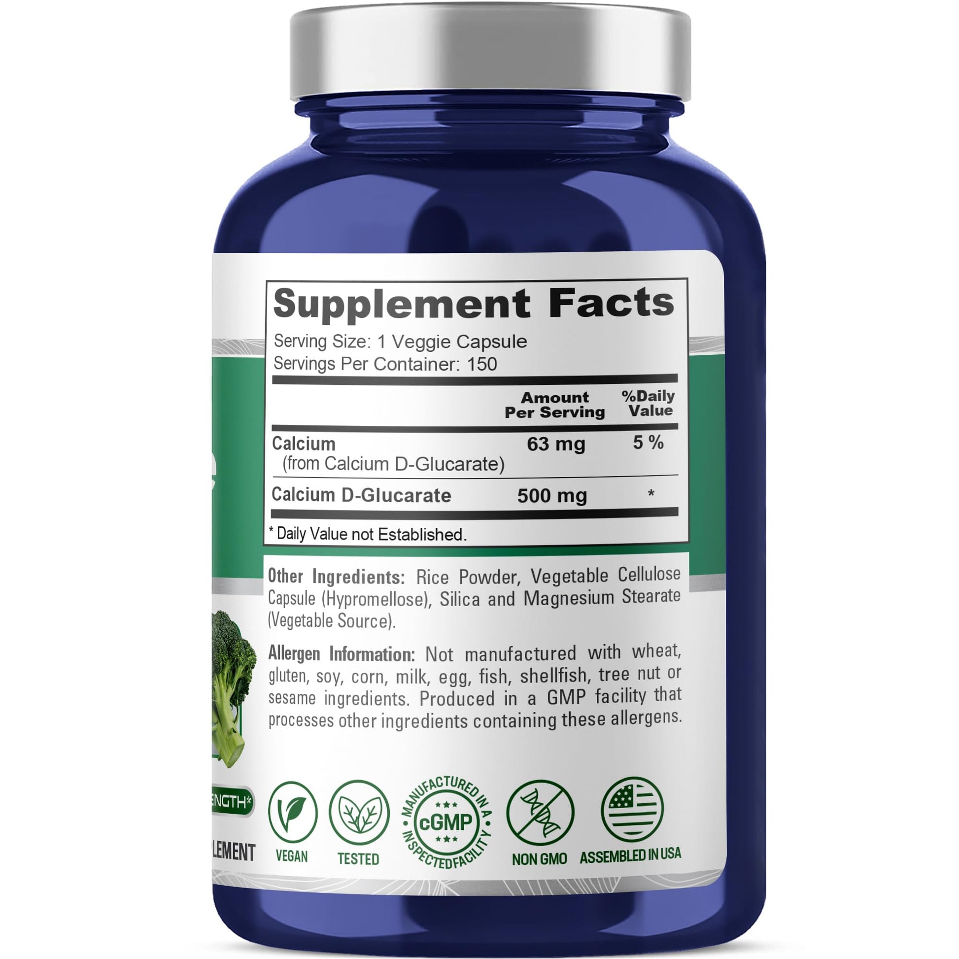 NusaPure Calcium D-Glucarate 500 mg 150 Veggie Caps, Vegan, Non-GMO, Gluten-Free - Maple Wellness Supplements