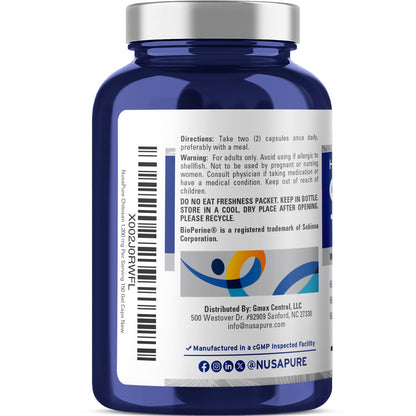 NusaPure Chitosan 1200mg 150 Caps (Non-GMO & Soyfree) with Bioperine - Maple Wellness Supplements