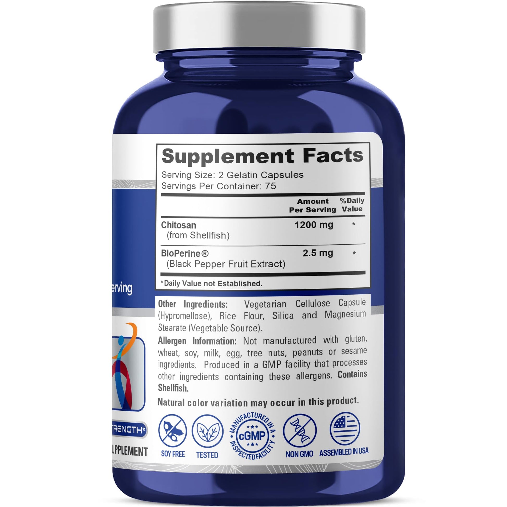 NusaPure Chitosan 1200mg 150 Caps (Non-GMO & Soyfree) with Bioperine - Maple Wellness Supplements