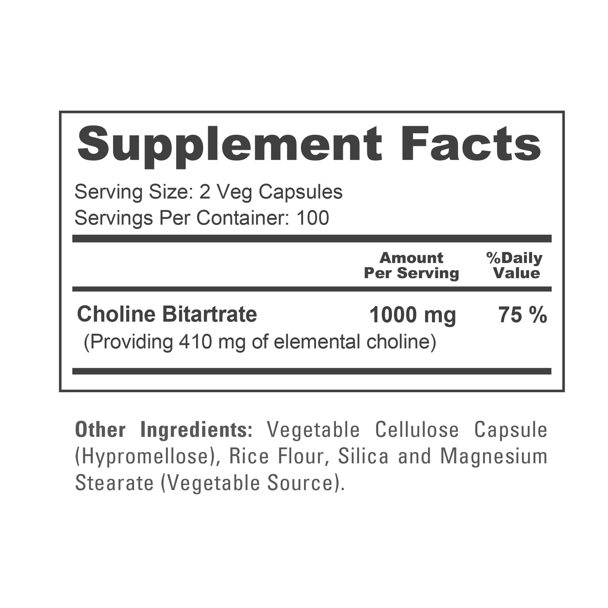 NusaPure Choline Bitartrate - Suitable for Vegetarian/Vegan, Non - GMO - 1000 mg 200 Capsules - Maple Wellness Supplements