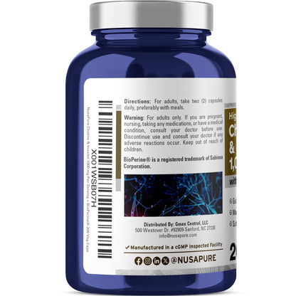NusaPure Choline & Inositol - Suitable for Vegetarian/Vegan, Non - GMO - 1000mg - 200 Veggie Capsules - Maple Wellness Supplements