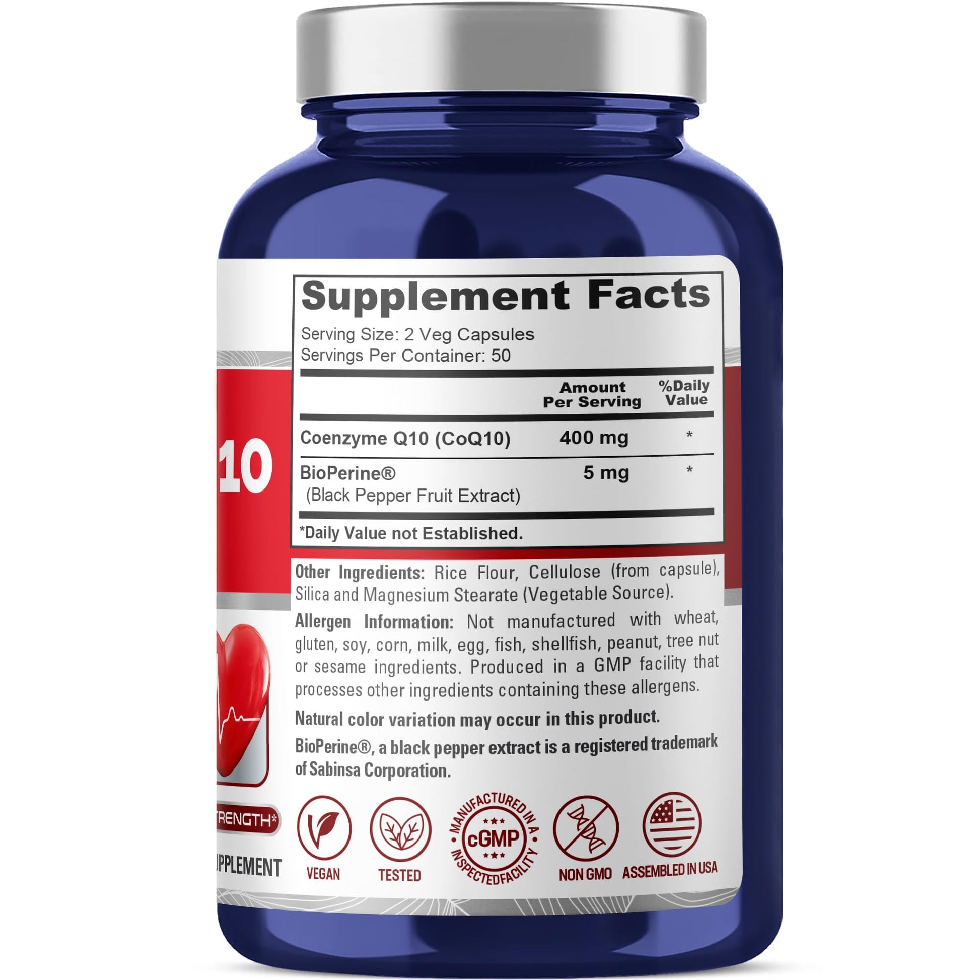 NusaPure CoQ10 400mg 100 Veggie Caps (Vegan, Non-GMO) Coenzyme Q10 Supplement, Antioxidant COQ-10 Enzyme, Coq 10 - Maple Wellness Supplements