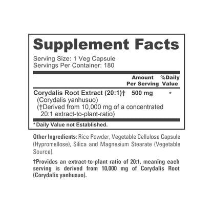 NusaPure Corydalis Root Extract 20:1 - Suitable for Vegetarian/Vegan, Non - GMO - 1000 mg - 180 Capsules - Maple Wellness Supplements