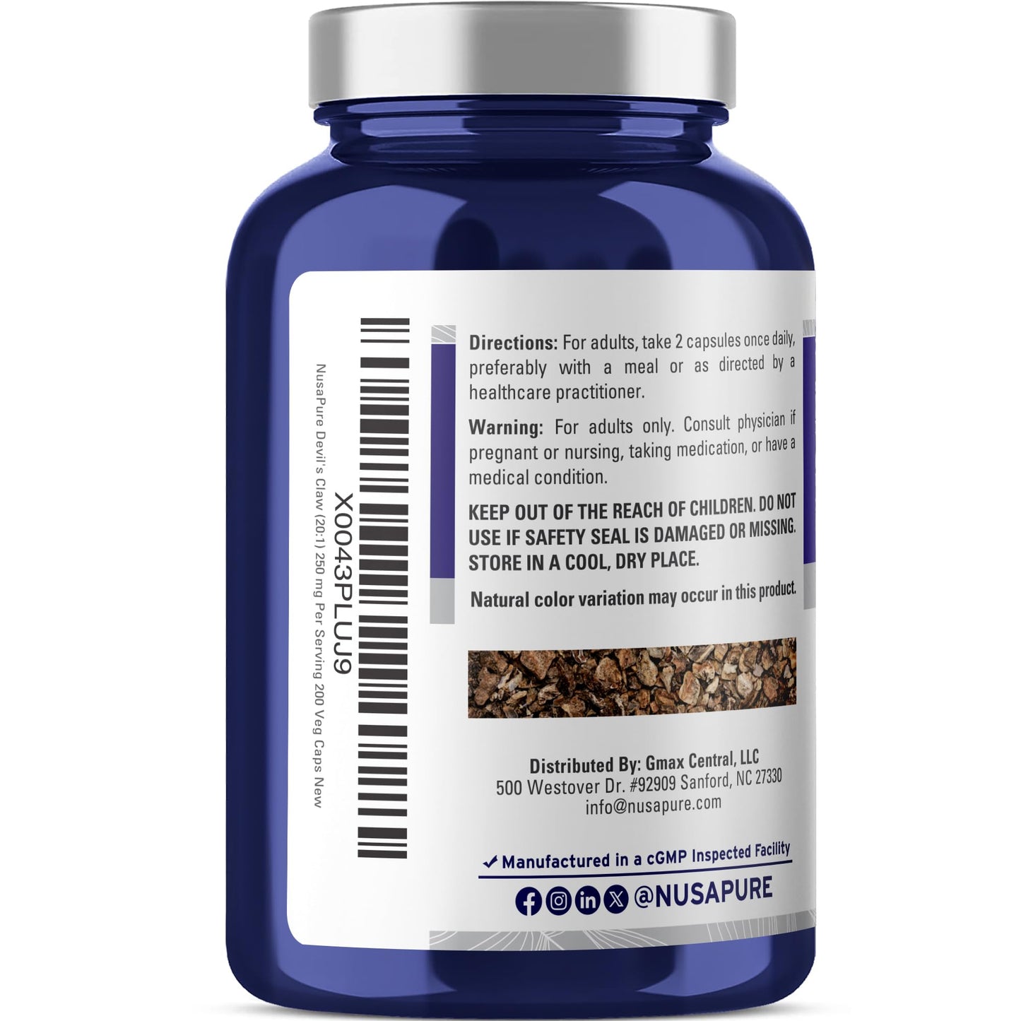 NusaPure Devil's Claw 20:1 Extract, 250 mg Equivalent to 5000mg, 200 Veggie Capsules, Concentrated Root Extract, Devils Claw Herbal Supplement, Non-GMO, Vegan Supplement - Maple Wellness Supplements