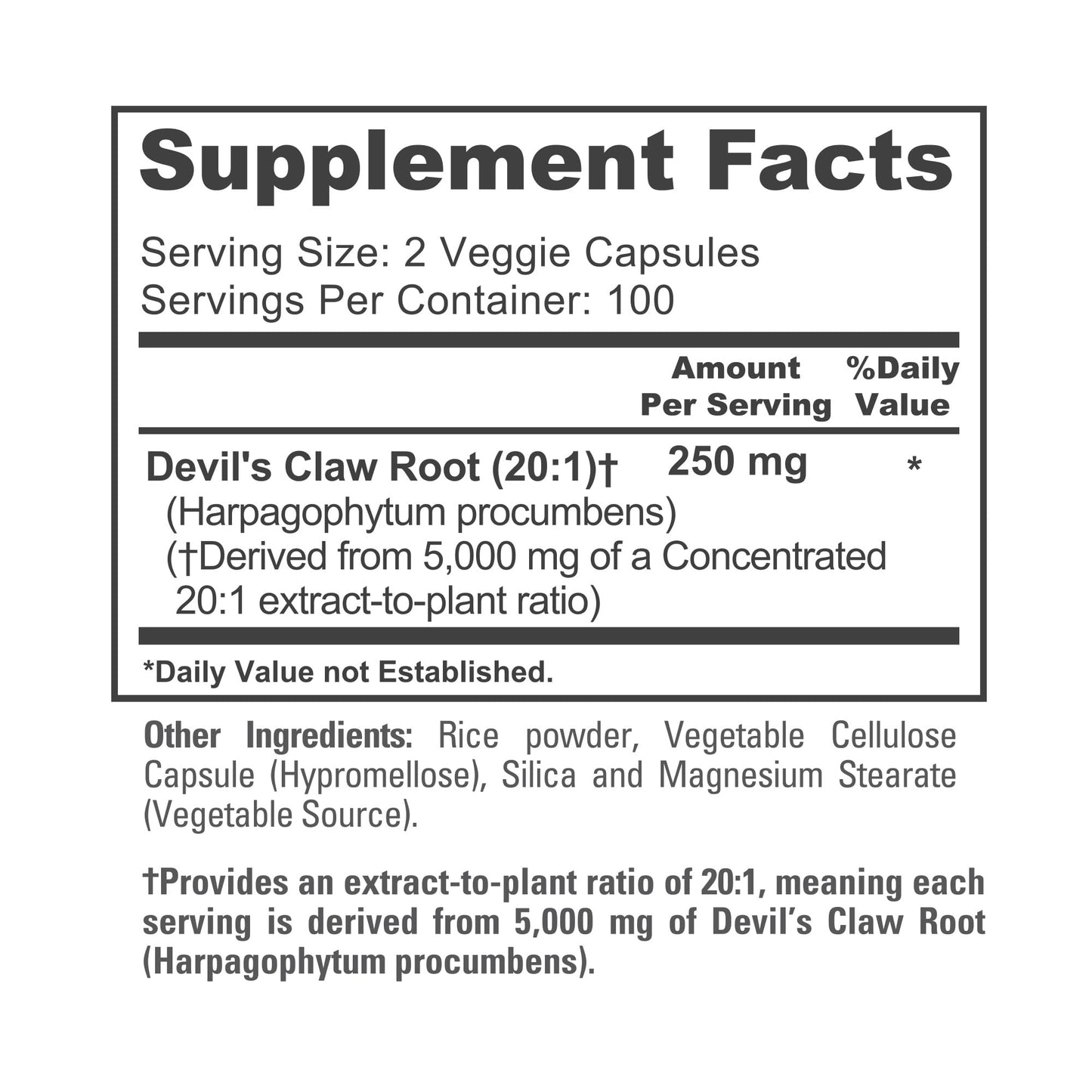 NusaPure Devil's Claw 20:1 Extract, 250 mg Equivalent to 5000mg, 200 Veggie Capsules, Concentrated Root Extract, Devils Claw Herbal Supplement, Non-GMO, Vegan Supplement - Maple Wellness Supplements