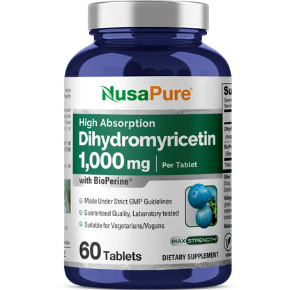 NusaPure Dihydromyricetin (DHM) 1,000mg 60 Veggie Tablets (No GMO & 100% Vegetarian) - Maple Wellness Supplements