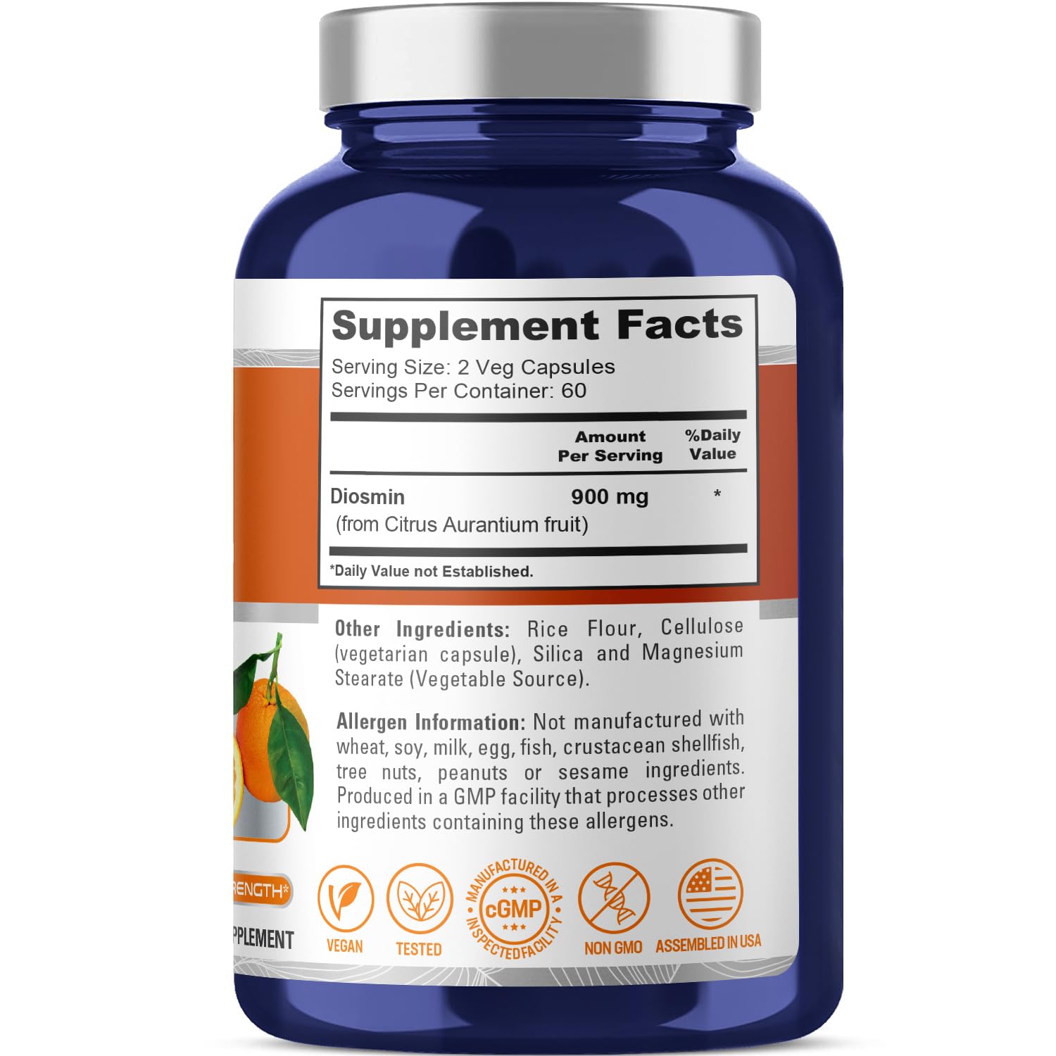 NusaPure Diosmin 900mg per Serving 120 Veggie Caps (Non-GMO, Vegan) - Maple Wellness Supplements