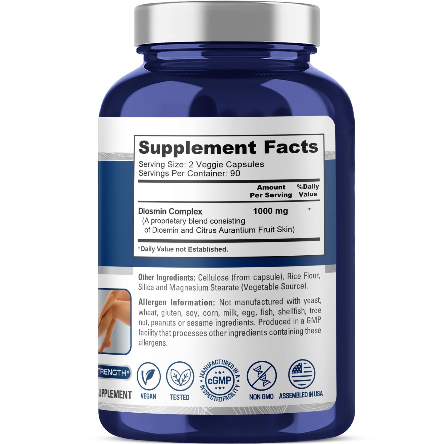 NusaPure Diosmin Complex 1,000mg per Serving 180 Veggie Caps (Non-GMO, Vegan) Citrus Aurantium - Maple Wellness Supplements