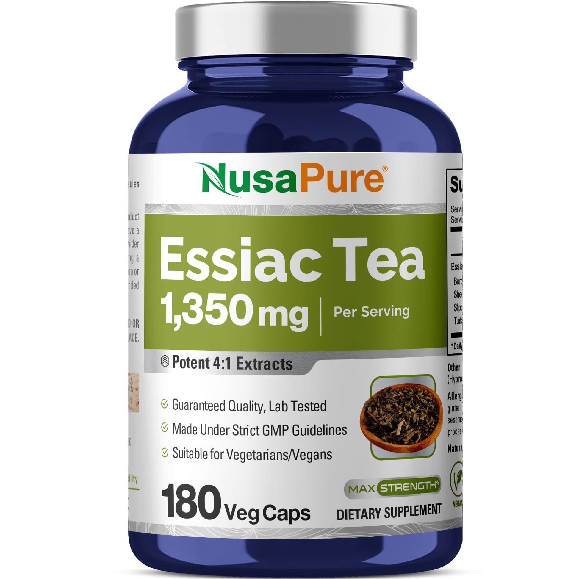 NusaPure Essiac Tea 1350 mg 180 Veggie Caps (Vegetarian, Non-GMO) - Maple Wellness Supplements