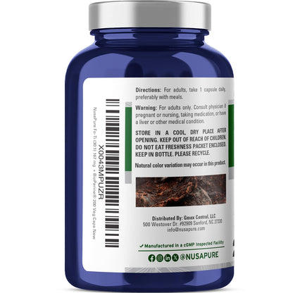 NusaPure Fo-Ti 30:1 Extract, 167 mg Equivalent to 5000mg per Veg Caps, 200 Count, Non-GMO, Vegan, Bioperine - Maple Wellness Supplements