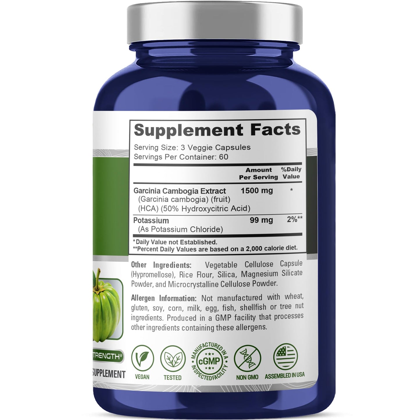 NusaPure Garcinia Cambogia 180 Veggie Capsules 1500mg (Vegetarian, Non-GMO, Vegan) - Maple Wellness Supplements