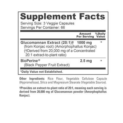 NusaPure Glucomannan 20,000 mg per Serving 200 VCaps (20:1 Extract, BioPerine Non-GMO, Vegan) Konjac Root - Maple Wellness Supplements