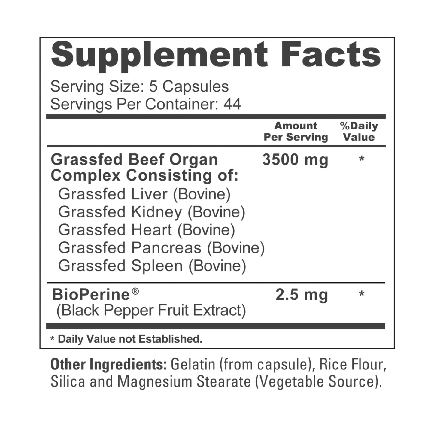 NusaPure Grass Fed Beef Organ Complex | 220 Capsules | Pasture Raised | with Desiccated Liver, Kidney, Pancreas, Heart, Spleen | Soyfree Non-GMO, Bioperine - Maple Wellness Supplements