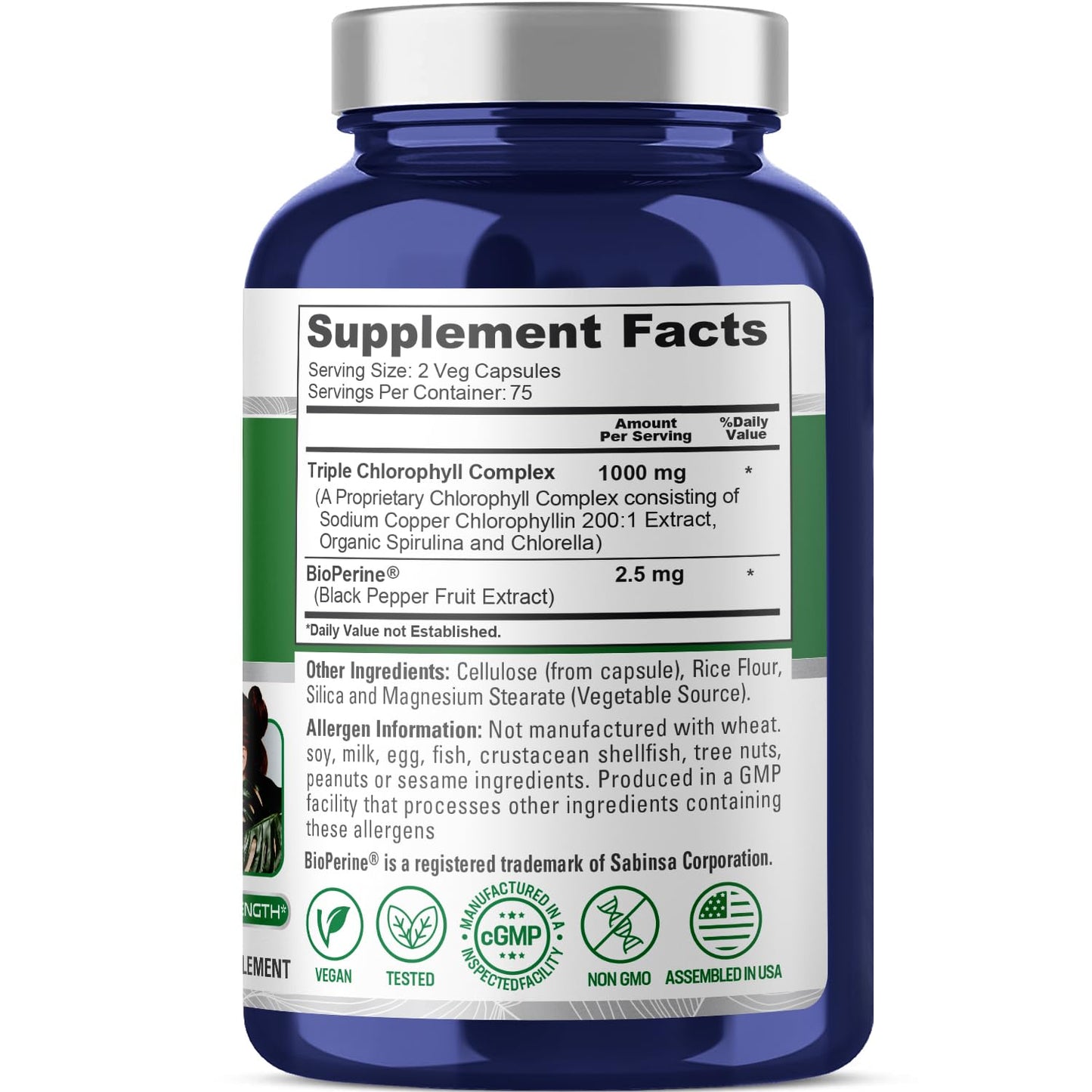 NusaPure High Absorption Triple Chlorophyll 1000 mg 150 Veg Caps Suitable for Vegetarians and Vegans, Non-GMO - Maple Wellness Supplements