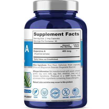 NusaPure Huperzine A 400mcg 180 Veggie Capsules (Vegetarian, Non-GMO, Vegan) - Maple Wellness Supplements