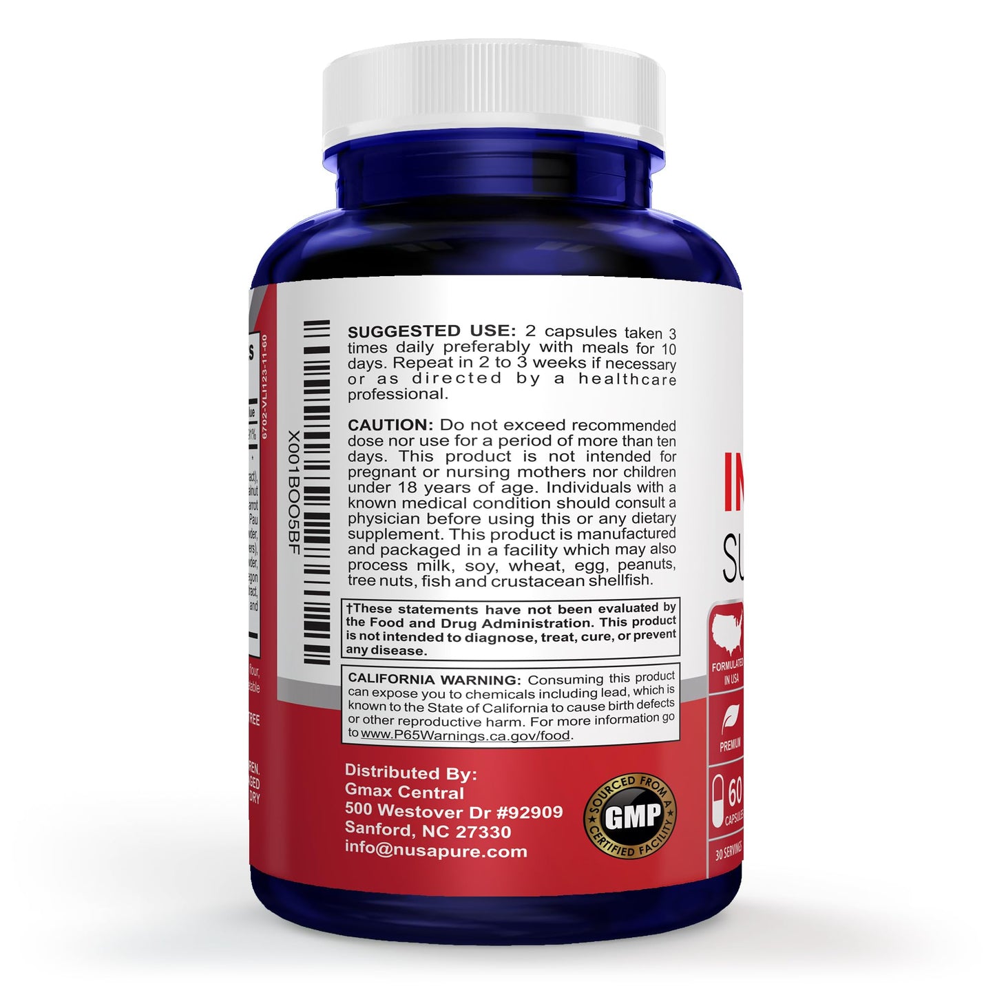 NusaPure Intestinal Support for Humans (Non-GMO), Wormwood, Garlic, Black Walnut Hull, 60 Capsules - Maple Wellness Supplements