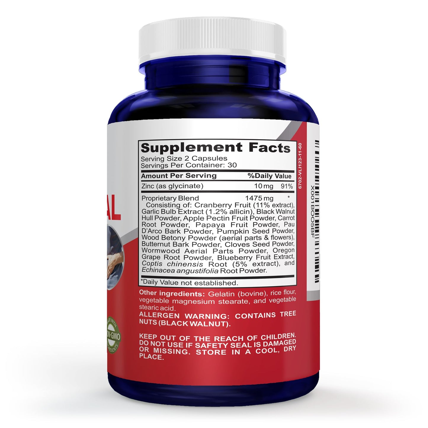 NusaPure Intestinal Support for Humans (Non-GMO), Wormwood, Garlic, Black Walnut Hull, 60 Capsules - Maple Wellness Supplements
