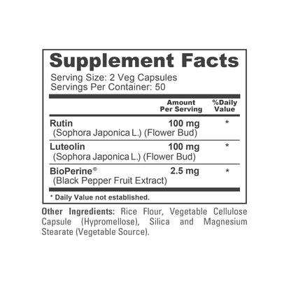 NusaPure Luteolin Complex with Rutin 200 mg | 100 Capsules | Vegetarian, Non-GMO & Vegan Flavonoid Formula - Maple Wellness Supplements