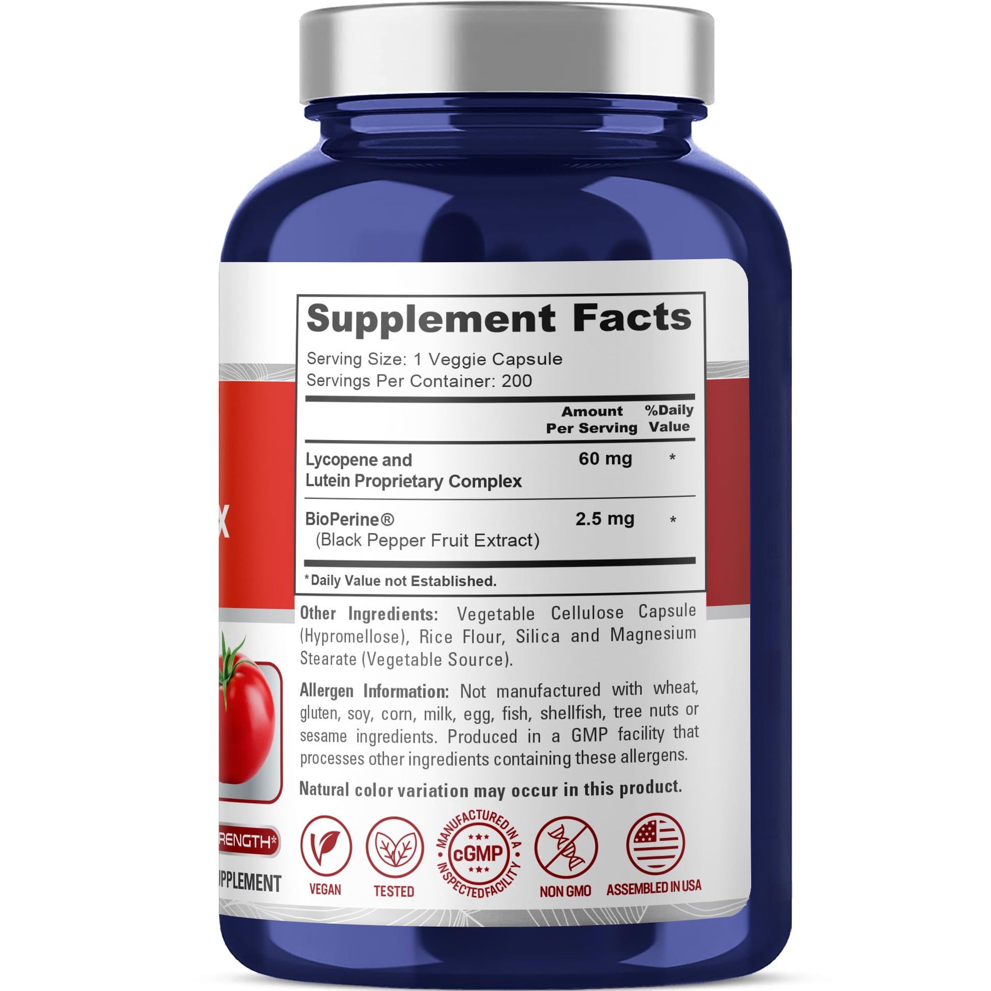 NusaPure Lycopene & Lutein Complex 60mg per Caps, 200 Veggie Capsules (Non-GMO, Vegan) - Maple Wellness Supplements