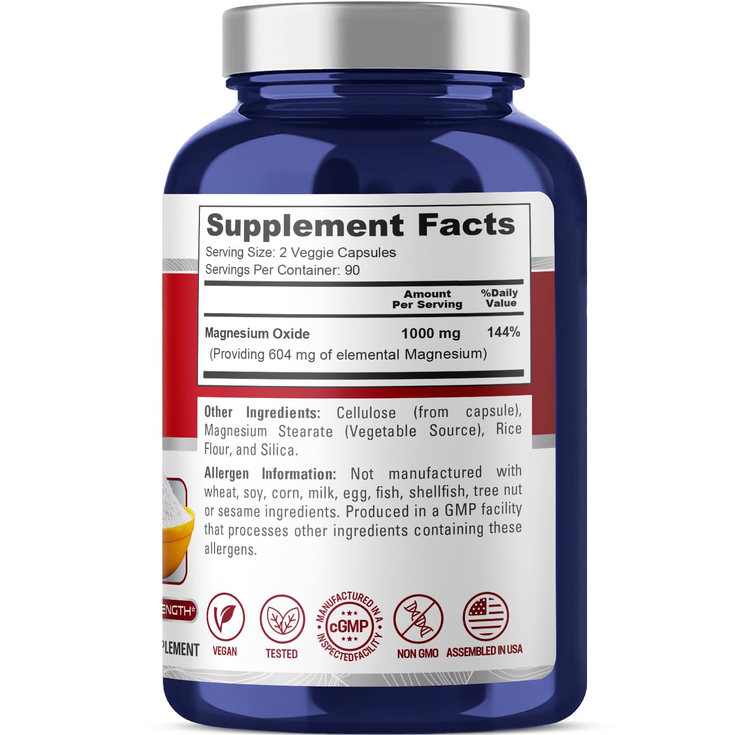 NusaPure Magnesium Oxide 1,000mg per Serving 180 Veggie Caps (Non-GMO, Vegan) - Maple Wellness Supplements