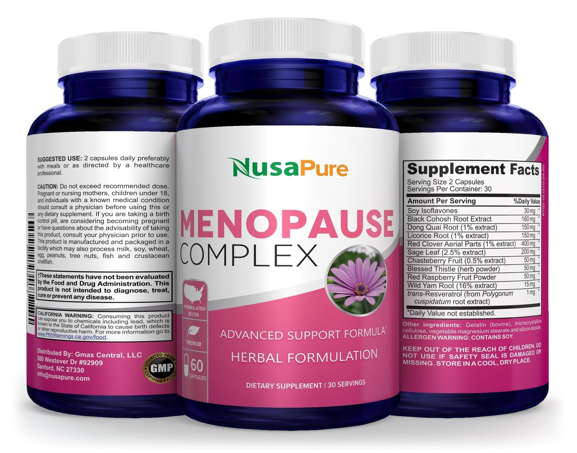 NusaPure Menopause Complex : Black Cohosh and Herbal Ingredients - 60 Capsules - Maple Wellness Supplements