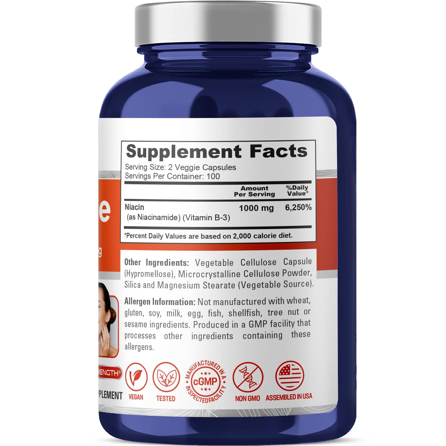 NusaPure Niacinamide 1000mg 200 Veggie Capsules (Non-GMO, Vegan) Flush Free - Maple Wellness Supplements