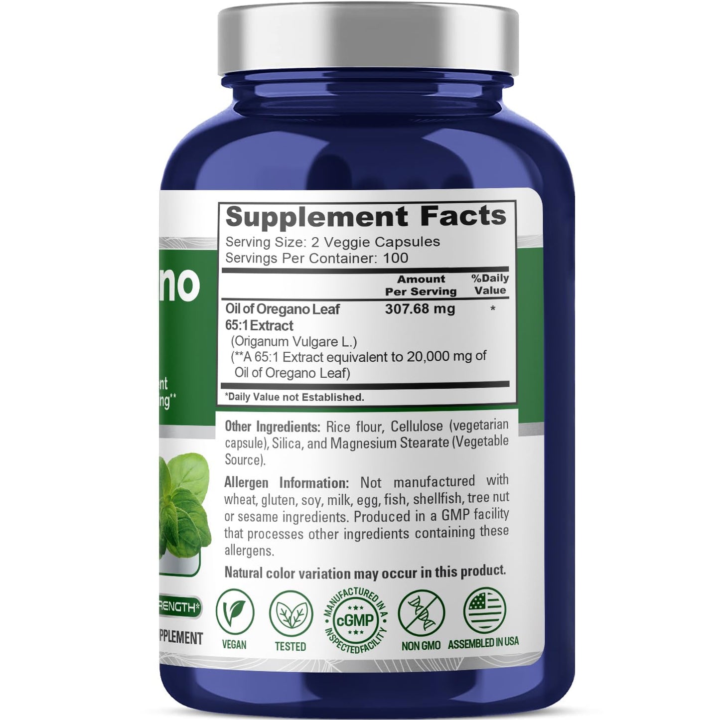 NusaPure Oregano Oil Extract 20000mg | 200 Veggie Powder Capsules | Naturally Occurring Carvacrol | Non-GMO and Vegan Extract 65:1 - Maple Wellness Supplements