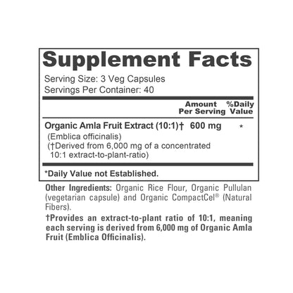 NusaPure Organic Amla Capsules 10:1 Extract, 600 mg Equivalent to 6,000mg | 120 Count | Amalaki Fruit | USDA, Vegan, Non-GMO Supplement - Maple Wellness Supplements